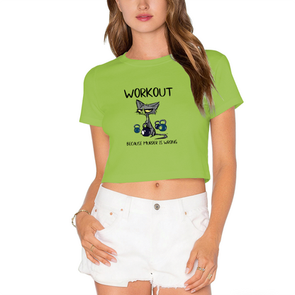 Grumpy Cat Workout Funny Sarcasm Light Gray Crop Tee
