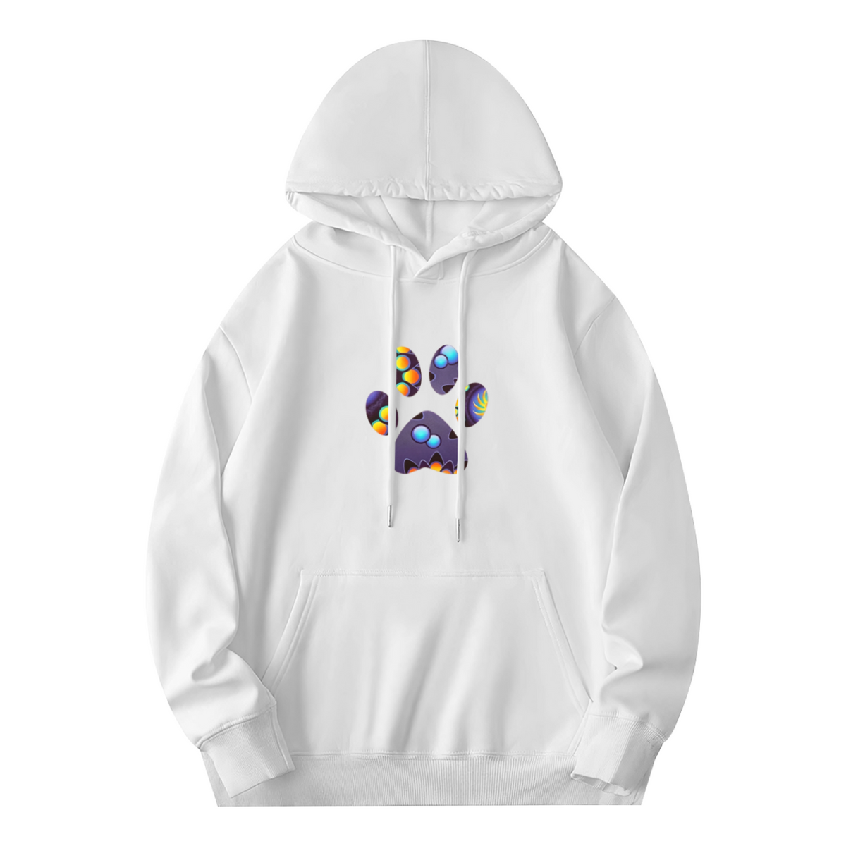Vibrant Color?Burst Paw Print Casual Hoodie