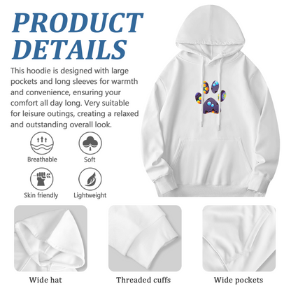 Vibrant Color?Burst Paw Print Casual Hoodie