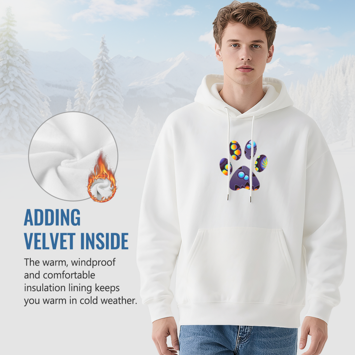 Vibrant Color?Burst Paw Print Casual Hoodie