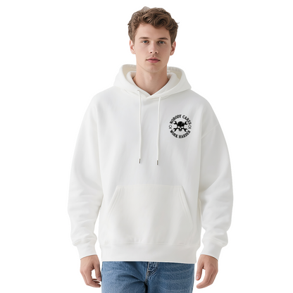 Nobody Cares Work Harder Skull Graphic White Hoodie