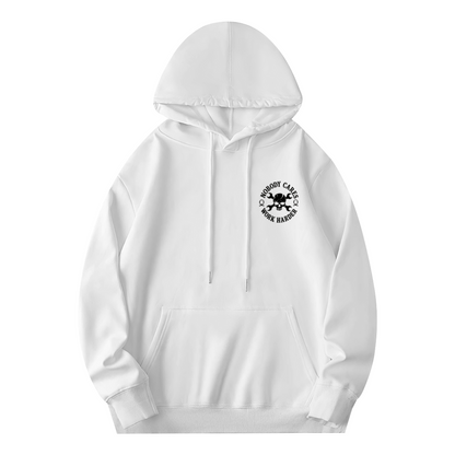 Nobody Cares Work Harder Skull Graphic White Hoodie