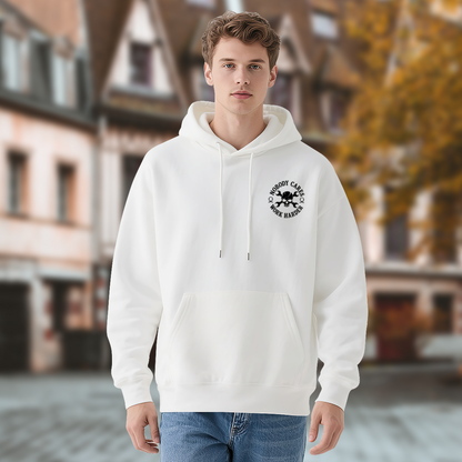 Nobody Cares Work Harder Skull Graphic White Hoodie