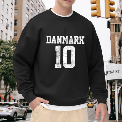 Danmark 10 Vintage Distressed Sport Graphic Crewneck Sweatshirt