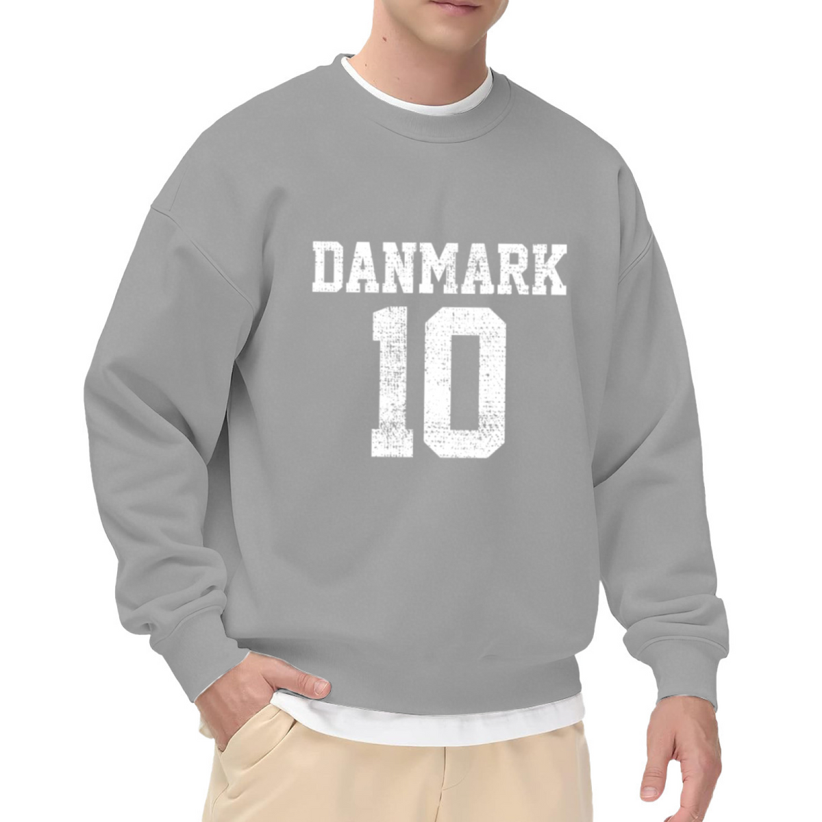 Danmark 10 Vintage Distressed Sport Graphic Crewneck Sweatshirt