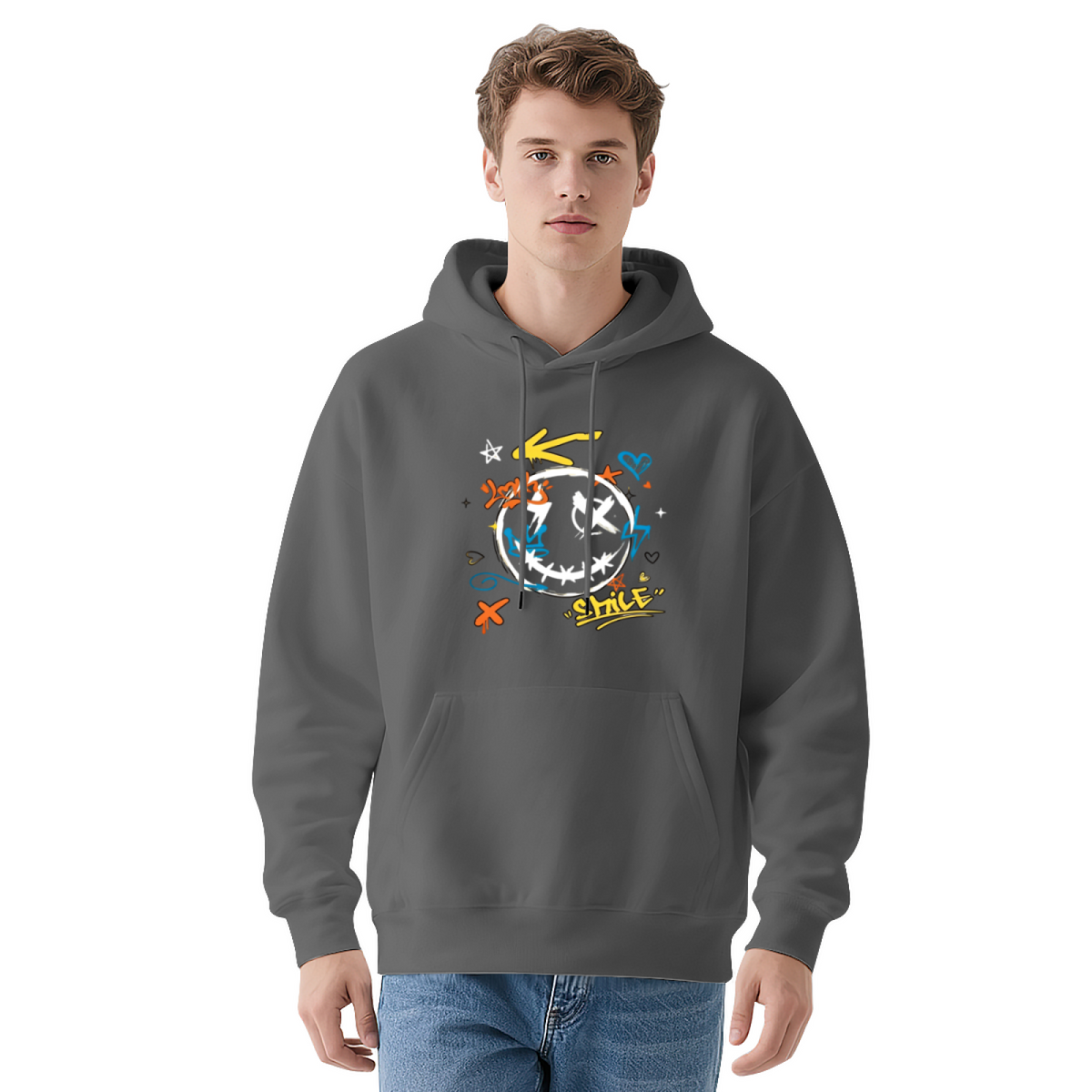 Graffiti Art Smiley Face Street?Style Red Hoodie