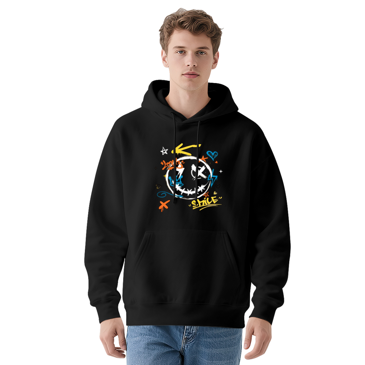 Graffiti Art Smiley Face Street?Style Red Hoodie