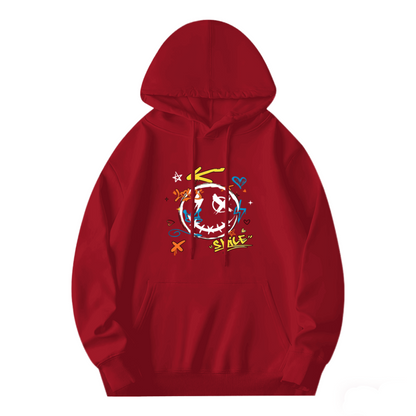 Graffiti Art Smiley Face Street?Style Red Hoodie