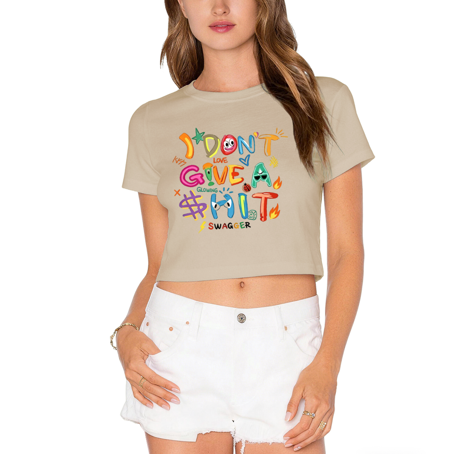 Bold Graffiti I Don¡¯t Give A Hit Streetwear Crop Top