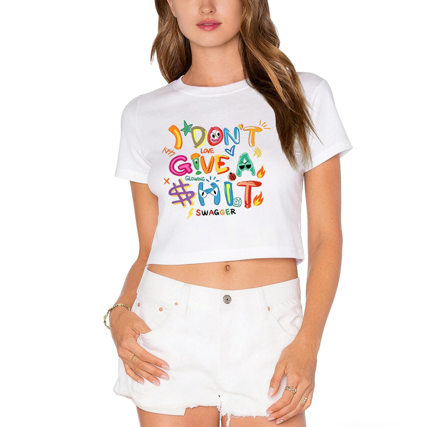 Bold Graffiti I Don¡¯t Give A Hit Streetwear Crop Top