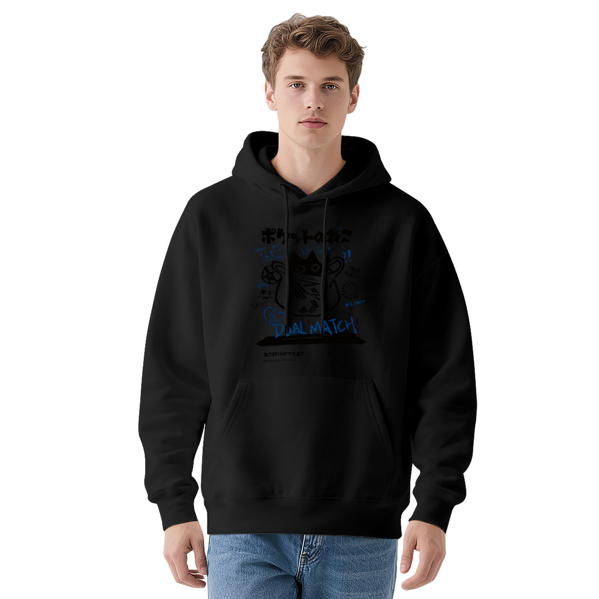 Japanese Graffiti Cat Graphic Hoodie ¨C Urban Street?Style Pullover