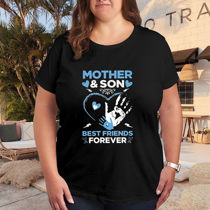 Mother & Son Forever Best Friends Heart Handprint Tee
