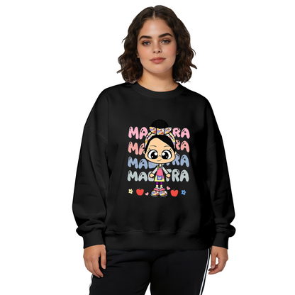 Cute Cartoon Girl MADASTRA Letter Print Casual Crewneck Sweatshirt