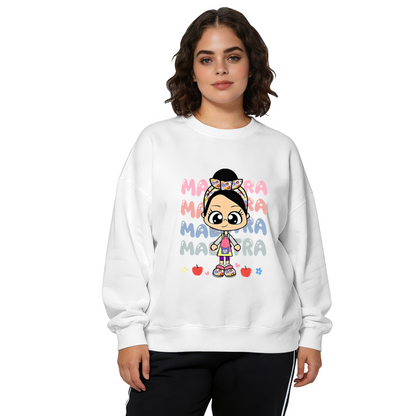Cute Cartoon Girl MADASTRA Letter Print Casual Crewneck Sweatshirt