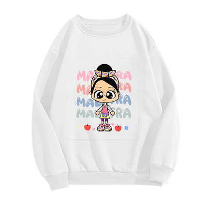 Cute Cartoon Girl MADASTRA Letter Print Casual Crewneck Sweatshirt