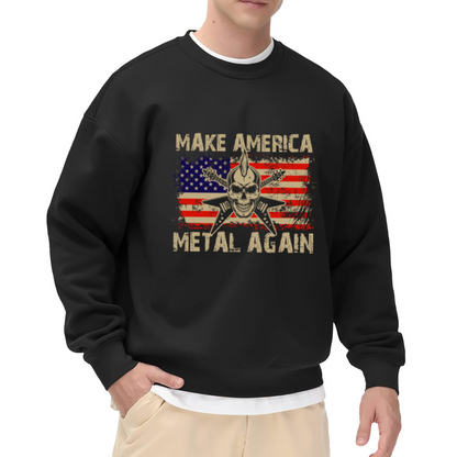 Vintage USA Flag Skull Metal Guitar Sweatshirt