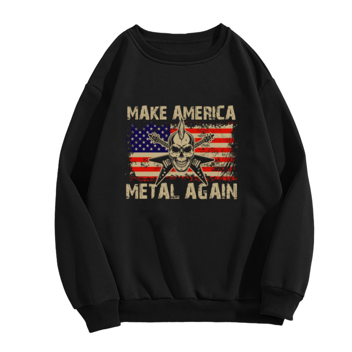 Vintage USA Flag Skull Metal Guitar Sweatshirt