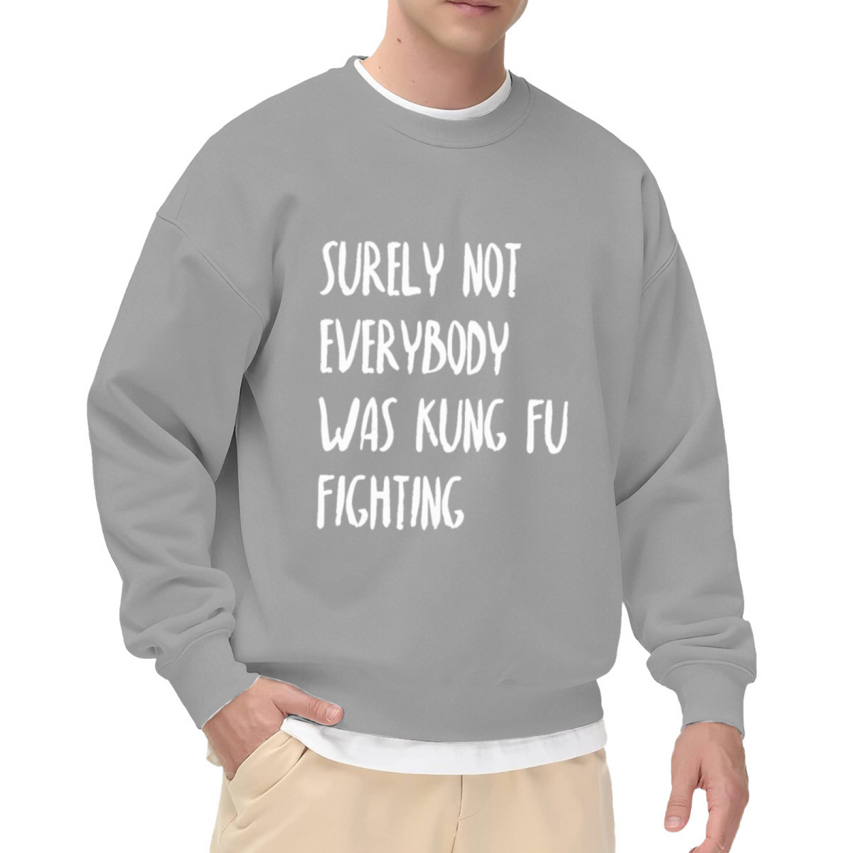 Surely Not Everybody Was Kung Fu Fighting Retro Music Lyric Crewneck Sweatshirt
