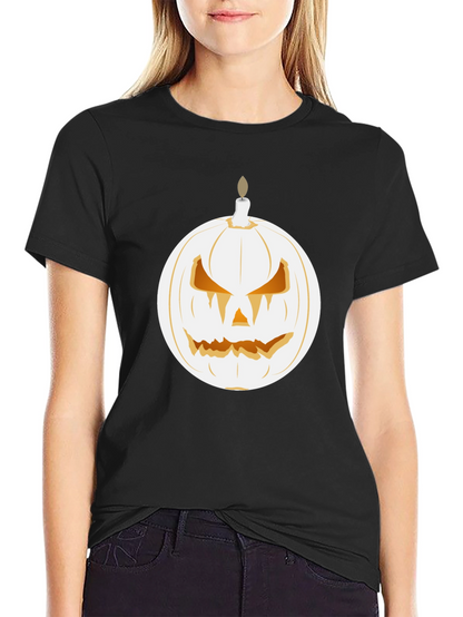 Spooky Pumpkin Candle Graphic Tee - Halloween Shirt