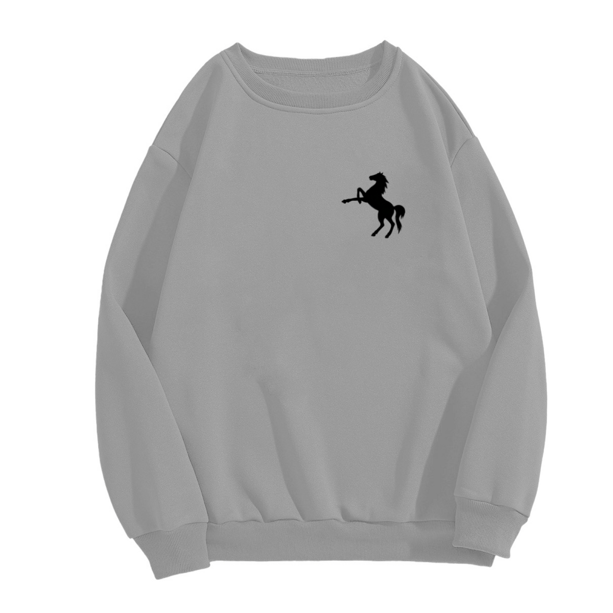 Small Prancing Horse Minimal Chest Print Crewneck Sweatshirt