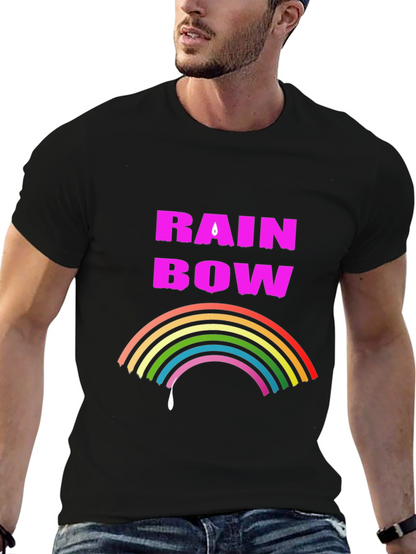 Rainbow Drip Graphic Tee - Stylish Black T-Shirt