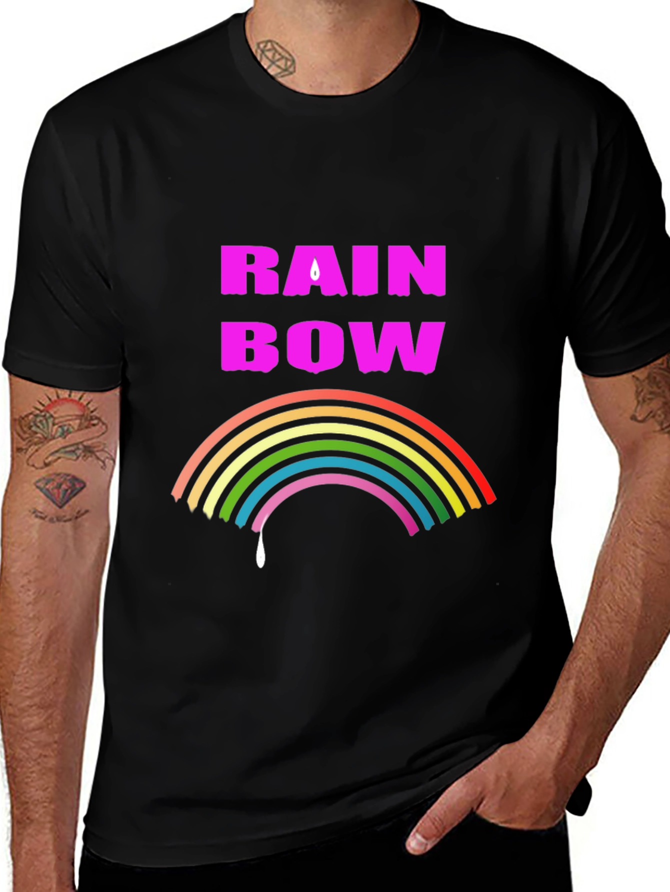 Rainbow Drip Graphic Tee - Stylish Black T-Shirt