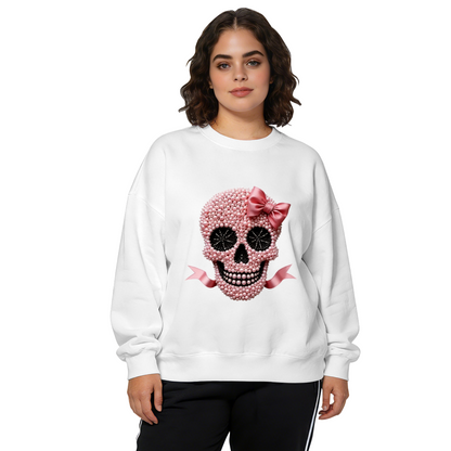Cute Pearl Skull With Pink Bow Unique Crewneck Sweatshirt