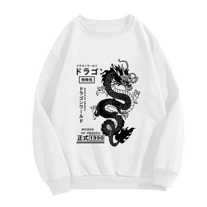 Japanese Dragon Vintage Street Graphic Crewneck Sweatshirt