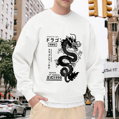Japanese Dragon Vintage Street Graphic Crewneck Sweatshirt