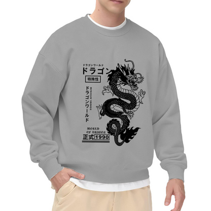 Japanese Dragon Vintage Street Graphic Crewneck Sweatshirt