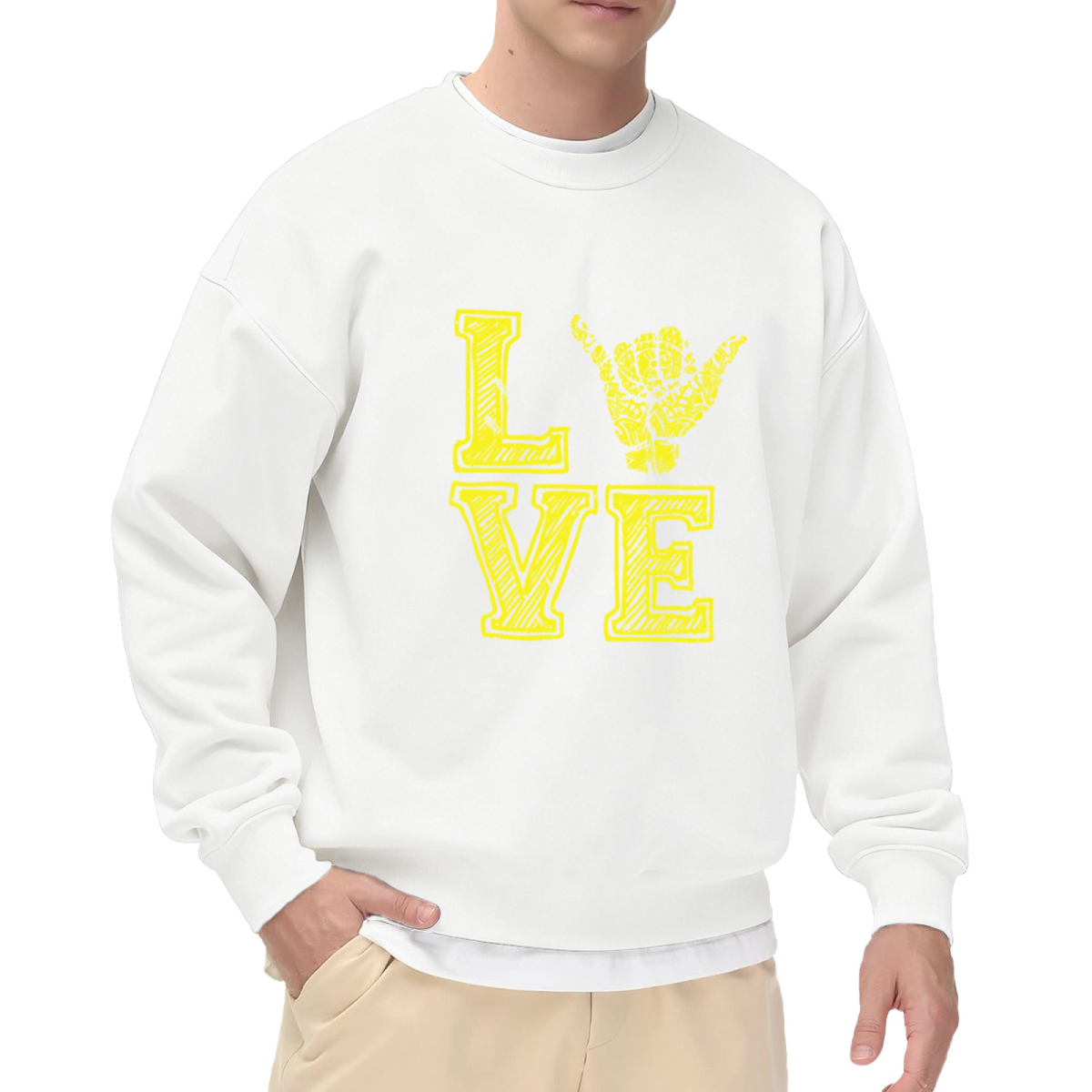 Love Shaka Hand Sign Surfer Vibe Crew Neck Sweatshirt