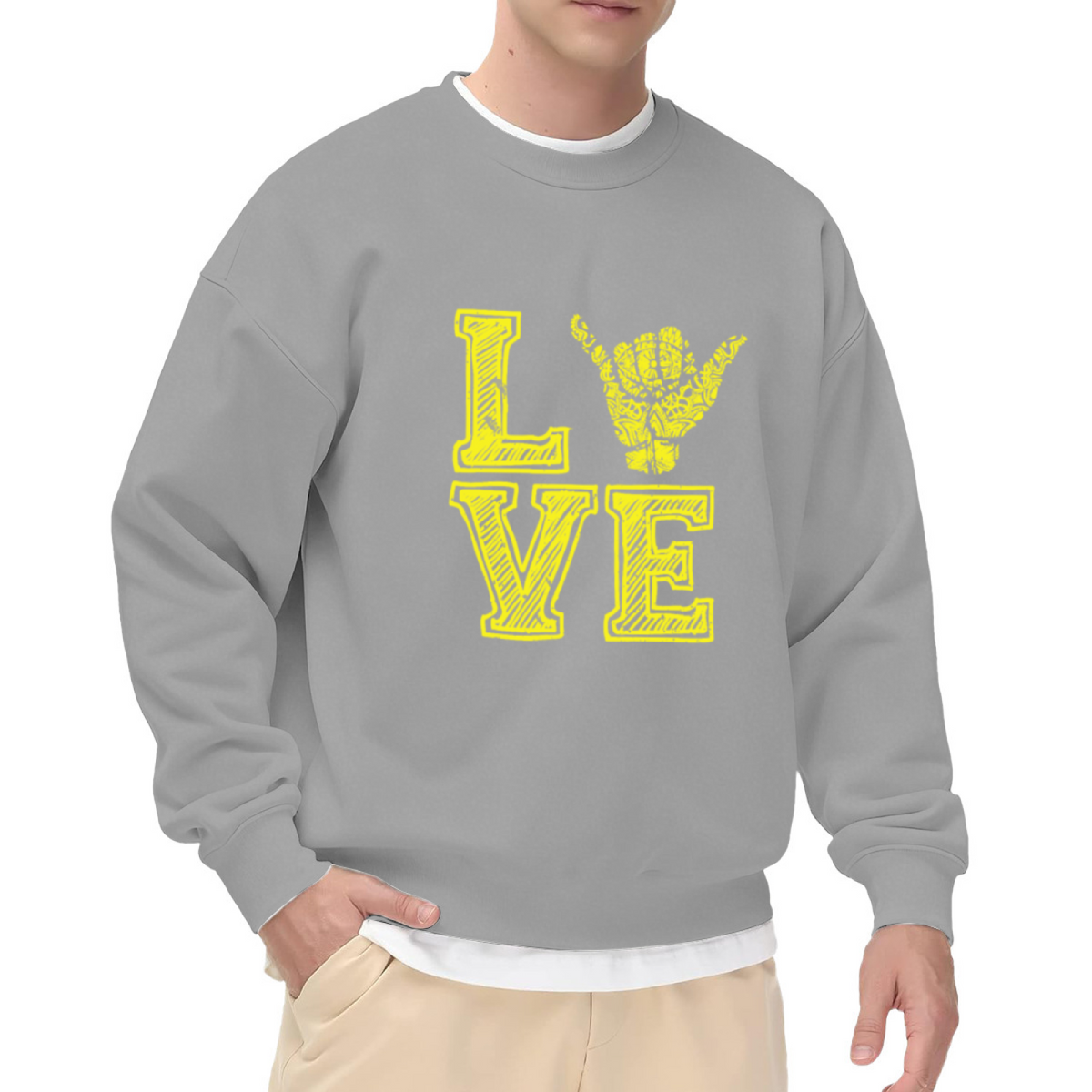 Love Shaka Hand Sign Surfer Vibe Crew Neck Sweatshirt