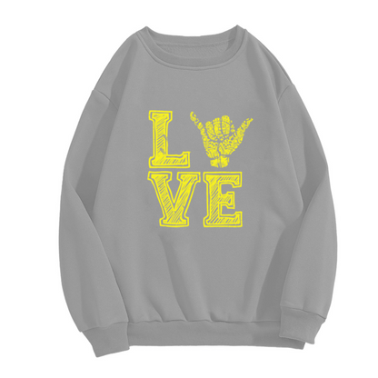 Love Shaka Hand Sign Surfer Vibe Crew Neck Sweatshirt