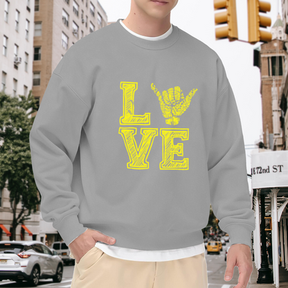 Love Shaka Hand Sign Surfer Vibe Crew Neck Sweatshirt