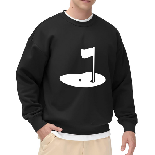 Golf Hole And Flag Golfer Minimal Graphic Crewneck Sweatshirt
