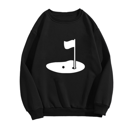Golf Hole And Flag Golfer Minimal Graphic Crewneck Sweatshirt