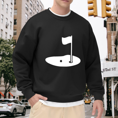 Golf Hole And Flag Golfer Minimal Graphic Crewneck Sweatshirt