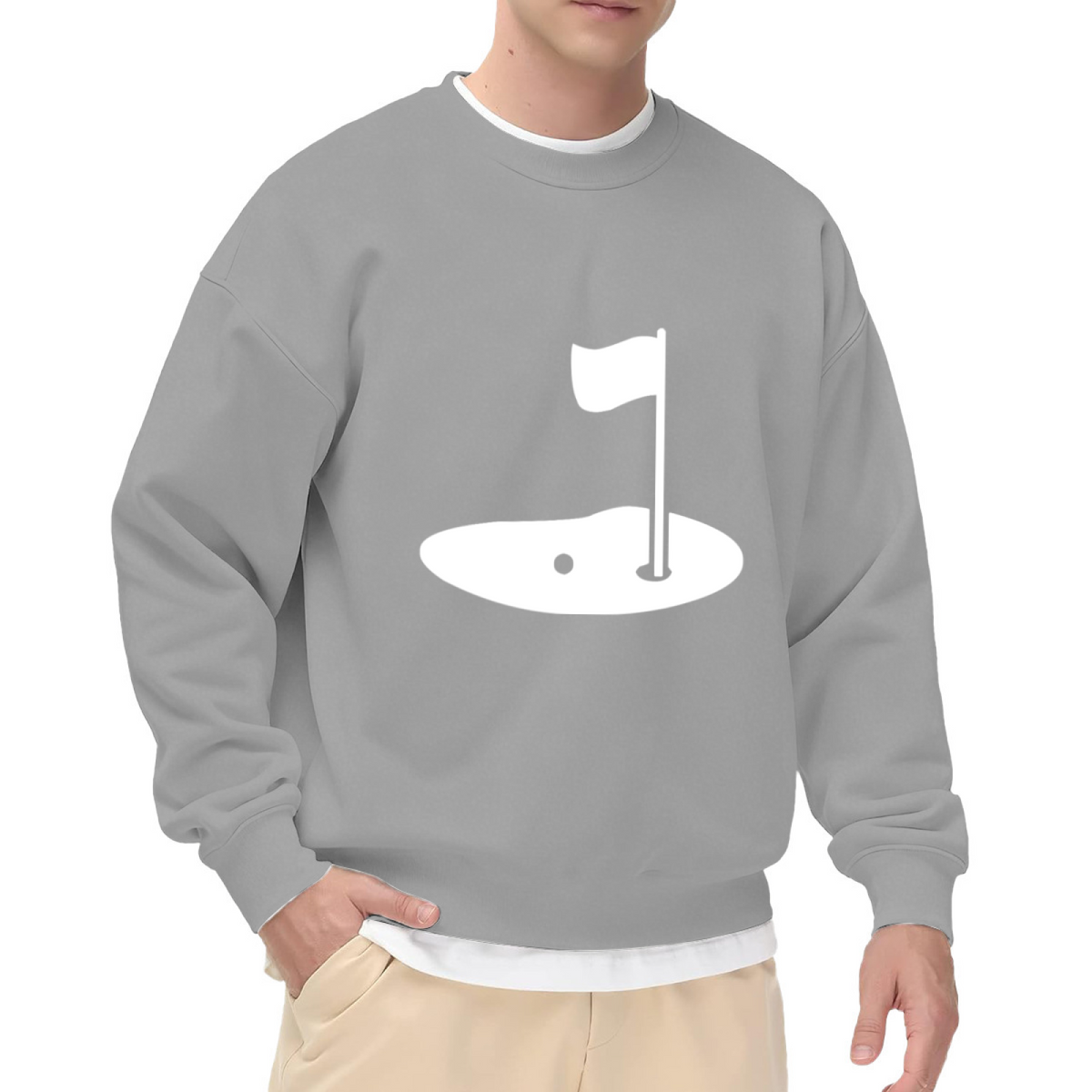 Golf Hole And Flag Golfer Minimal Graphic Crewneck Sweatshirt