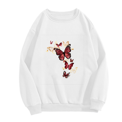 Luxe Red Gold Butterfly Watercolor Art Print Crewneck Sweatshirt