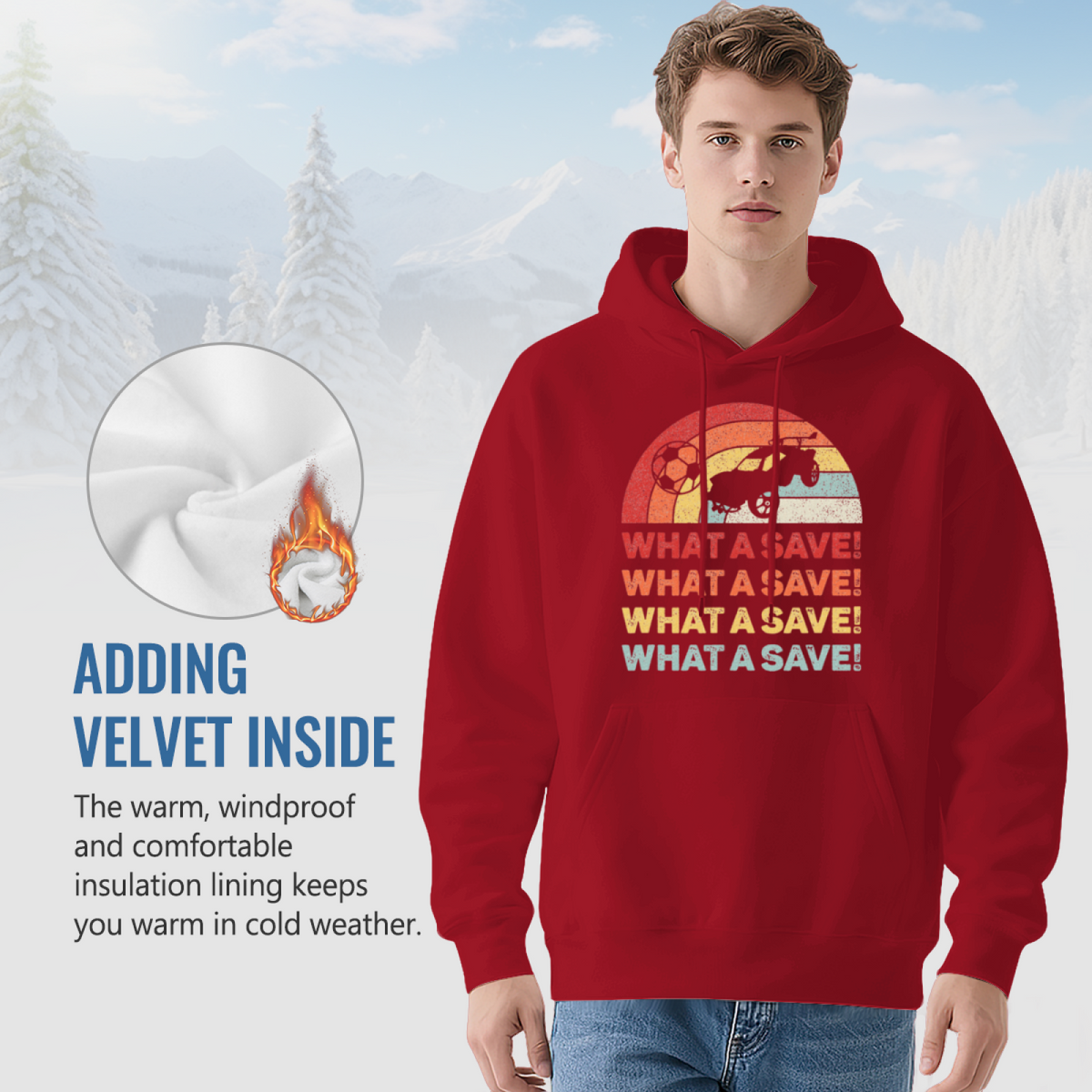 Retro What A Save Rocket Game Vintage Print Soft Hoodie, Unisex Casual Top