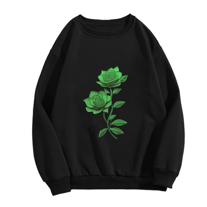 Glowing Green Rose Duo Art Crewneck Sweatshirt