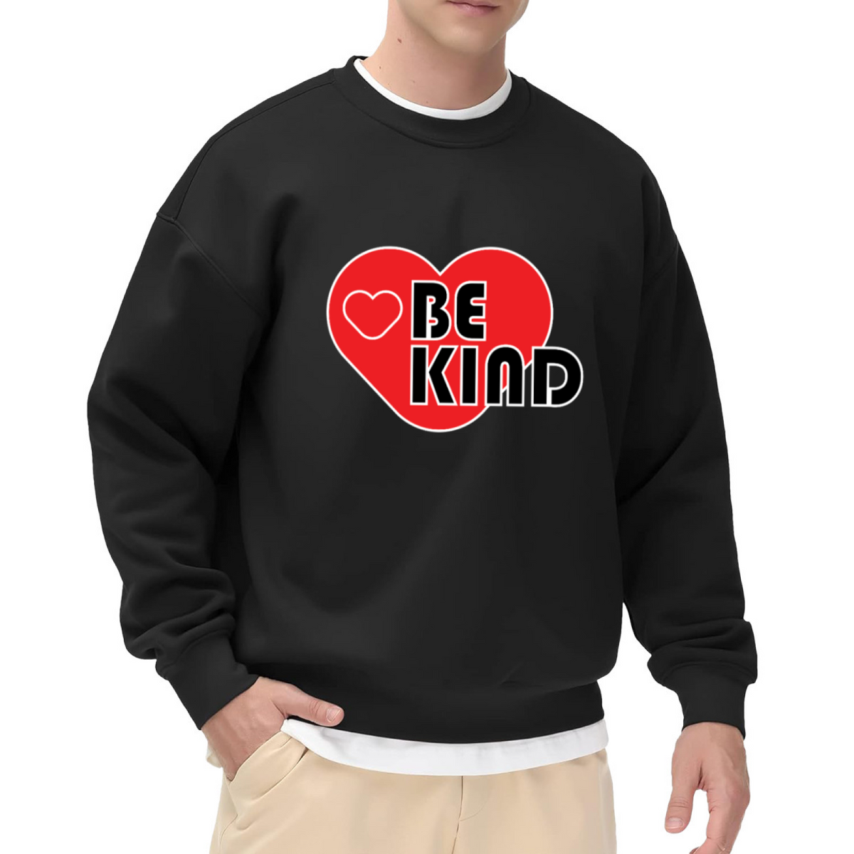 Be Kind Red Heart Positive Vibe Graphic Crewneck Sweatshirt