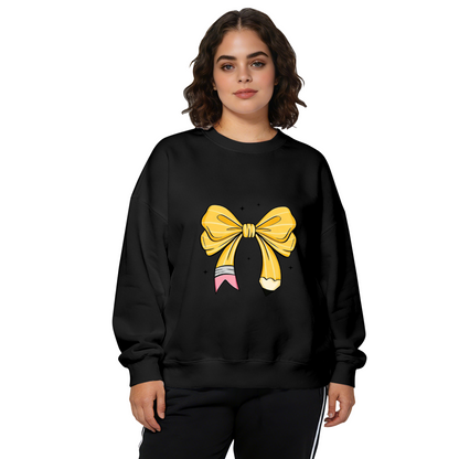 Whimsical Pencil Bow With Sparkle Accents Crewneck Sweatshirt