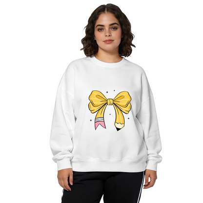 Whimsical Pencil Bow With Sparkle Accents Crewneck Sweatshirt
