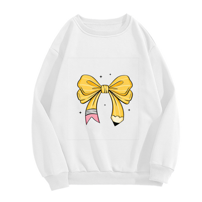 Whimsical Pencil Bow With Sparkle Accents Crewneck Sweatshirt
