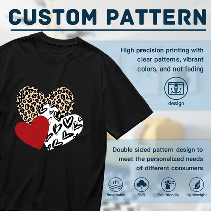 Trend Leopard Mix Hearts Valentine Fashion Tee