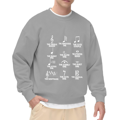 Music Note Types Musician Humor Graphic Crewneck Sweatshirt