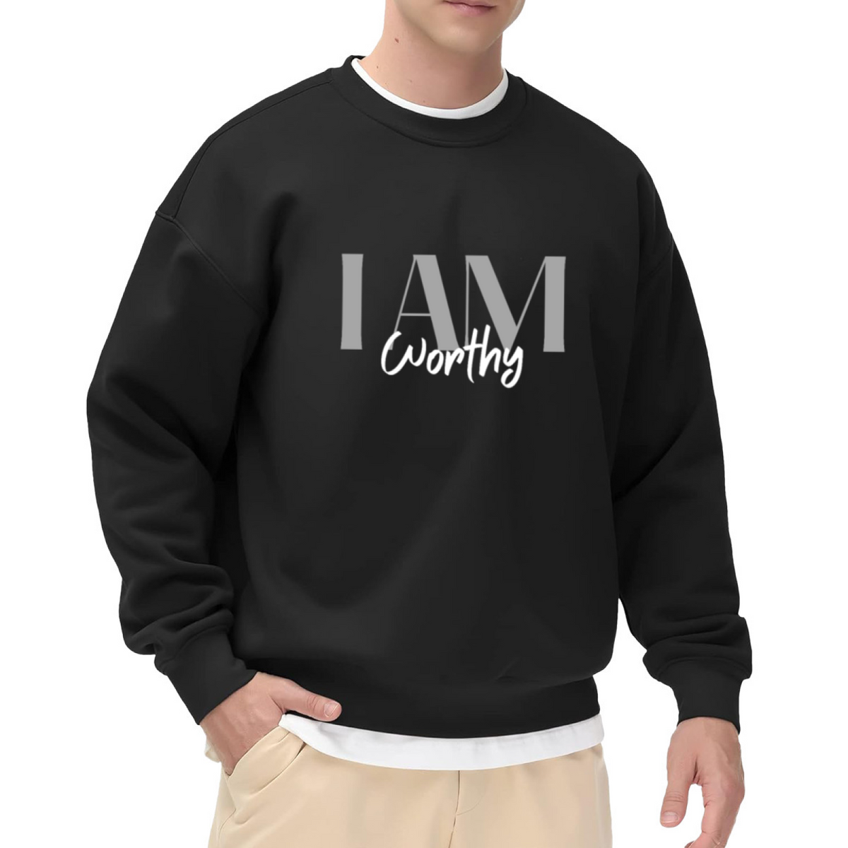I AM Worthy Mix Font Inspirational Sweatshirt