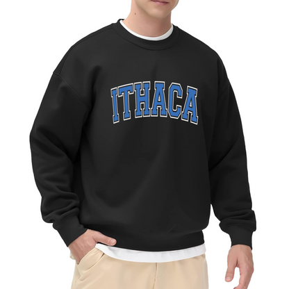Ithaca Retro Varsity College Letter Style Crewneck Sweatshirt