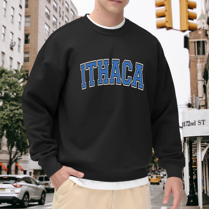 Ithaca Retro Varsity College Letter Style Crewneck Sweatshirt